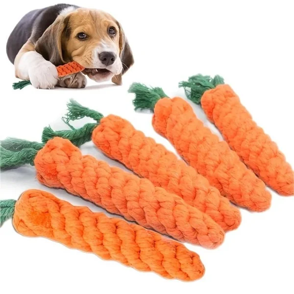 1pc Pet Knot Toy for Dogs & Cats - Carrot Shape Cotton Rope Chew Toy for Indoor Pets