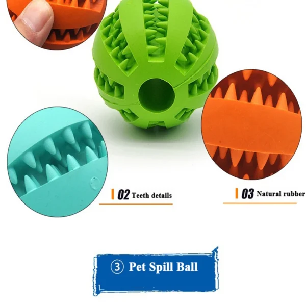 Interactive Pet Dog Toy Rubber Ball - Dental Teeth Cleaning, Durable, Food-Dispensing & Puzzle Toy for Small & Large Dogs, Puppies, Cats - Pet Supplies Auckland - Image 2