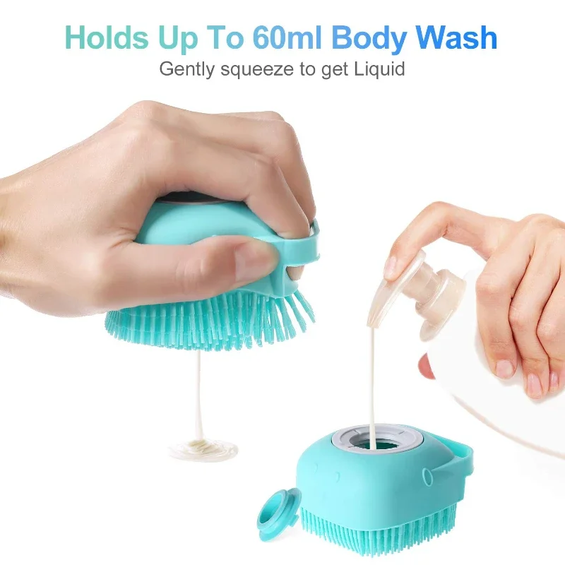 Pet Dog Shampoo Brush 2.7oz 80ml Cat Massage Comb Grooming Scrubber for Bathing Short Hair Soft Silicone Rubber - Image 3