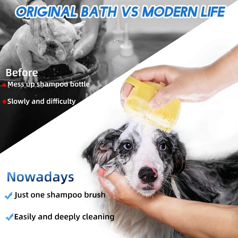 Pet Dog Shampoo Brush 2.7oz 80ml Cat Massage Comb Grooming Scrubber for Bathing Short Hair Soft Silicone Rubber - Image 4