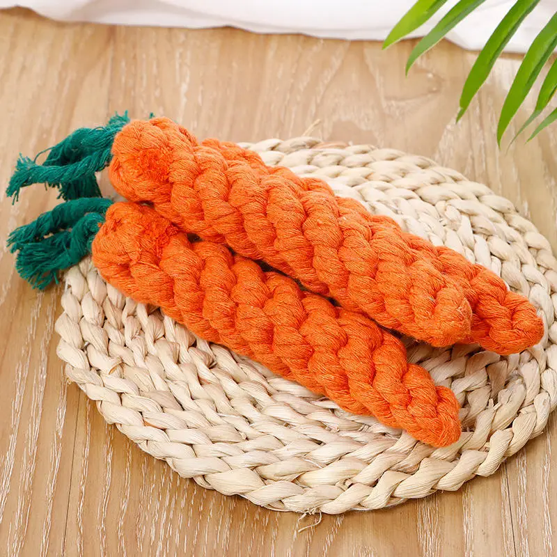 1pc Pet Knot Toy for Dogs & Cats - Carrot Shape Cotton Rope Chew Toy for Indoor Pets - Image 2